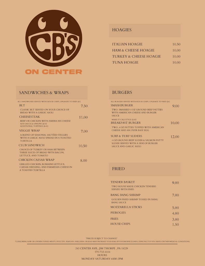CB's On Center Menu 1